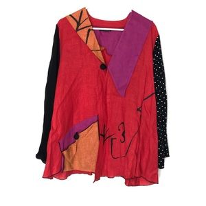 AHNI abstract art to wear rayon lightweight jacket